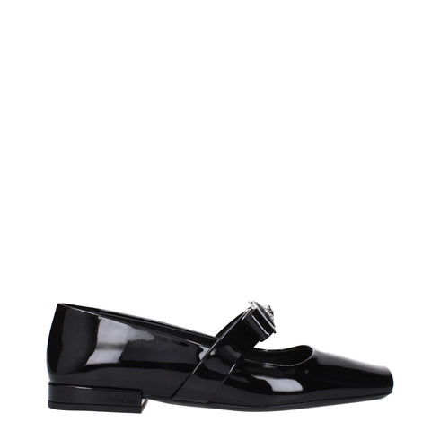 Versace Ballet Flats Black Patent Leather Women’s Shoes